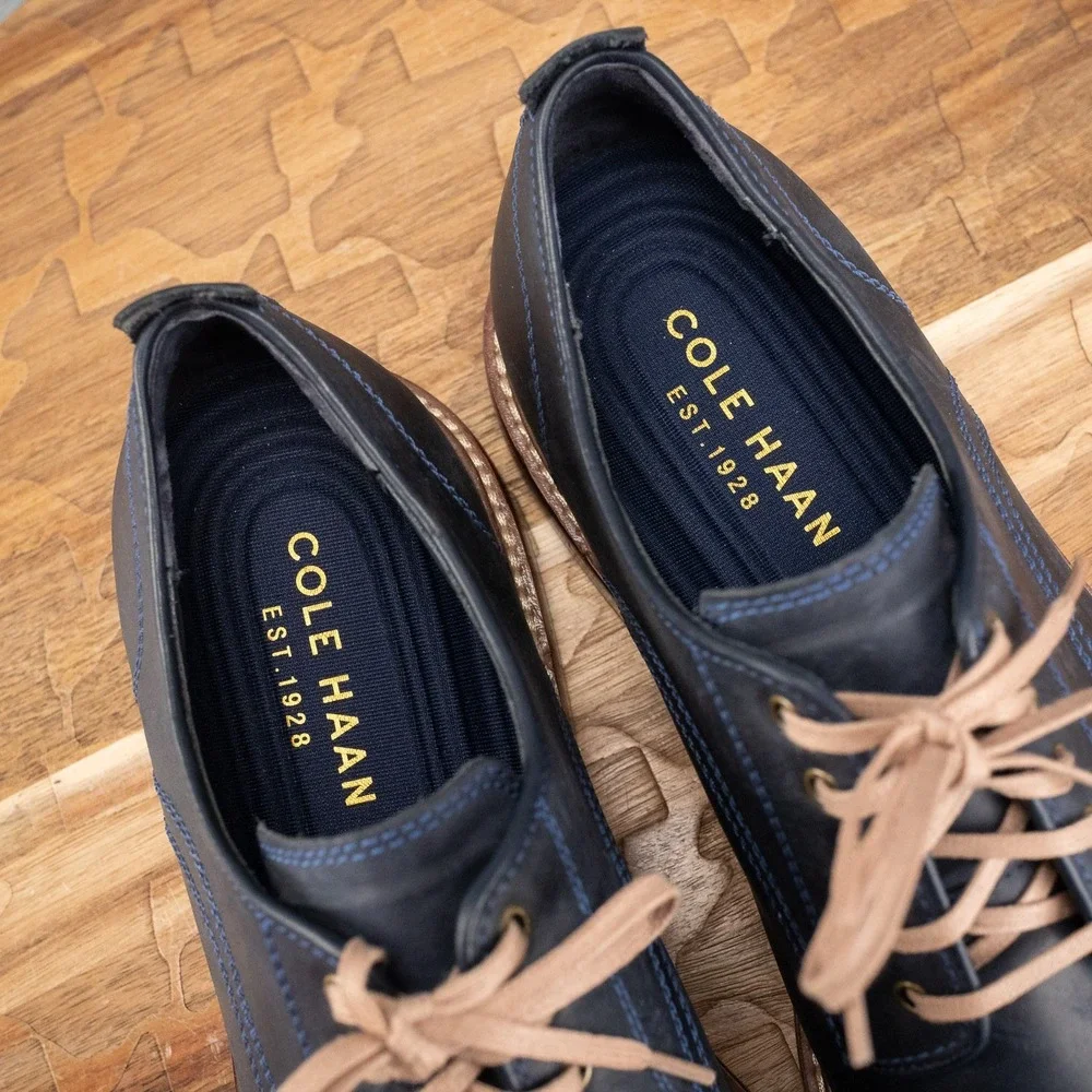 Cole Haan Tyler Grand Oxford Mens Navy Blue Leather Toe Dress Shoe Size 9.5 M